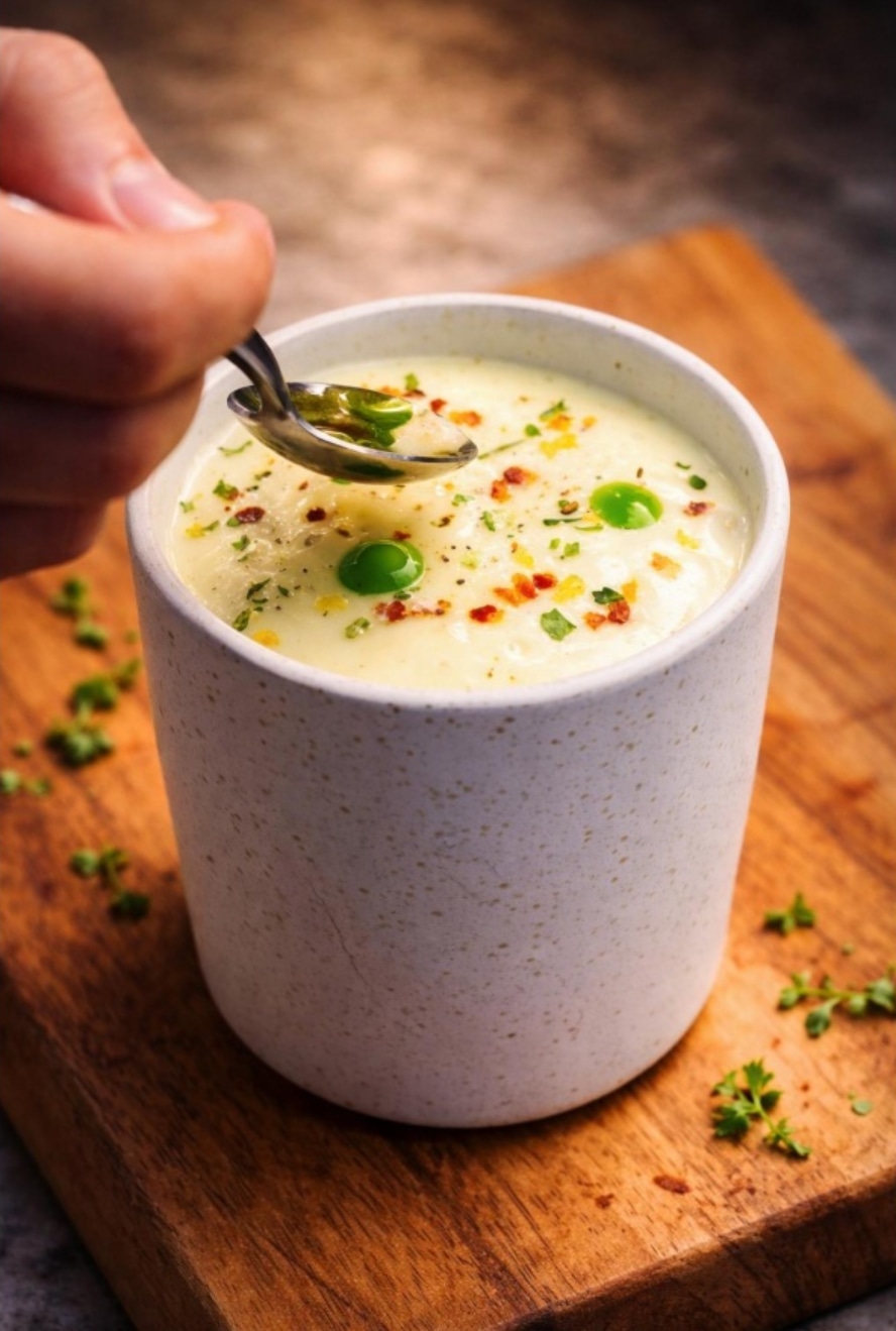 Vellutata con olio e erbe